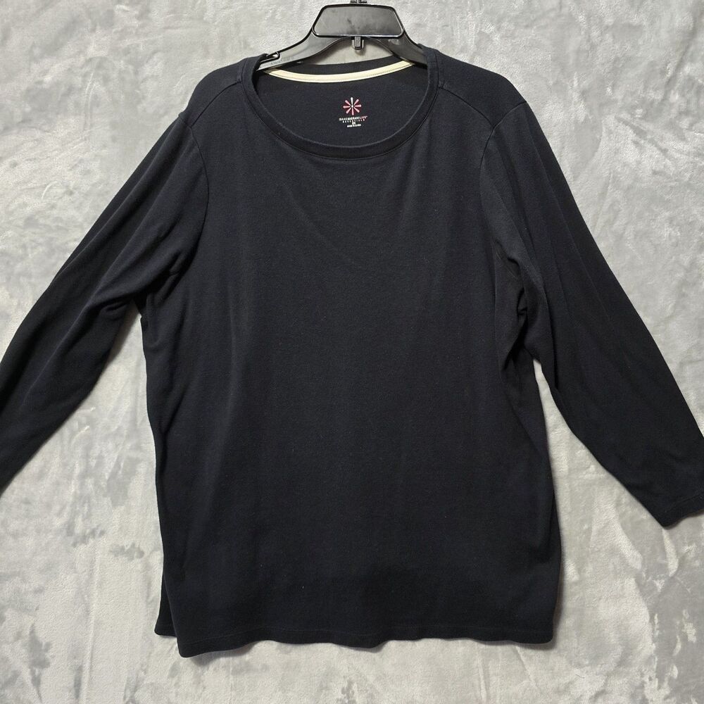 Isaac Mizrahi Live! Essentials Shirt Top Womens 2X Black Casual Round Neck